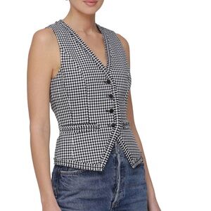 Bagatelle Collection Women's Black and White Gingham Vest Top
